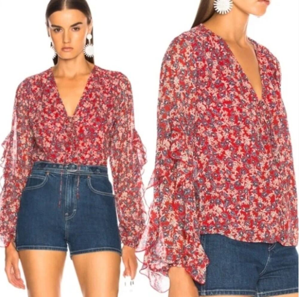 Nicholas Blossom Ruffle Blouse in Floral Print size 2